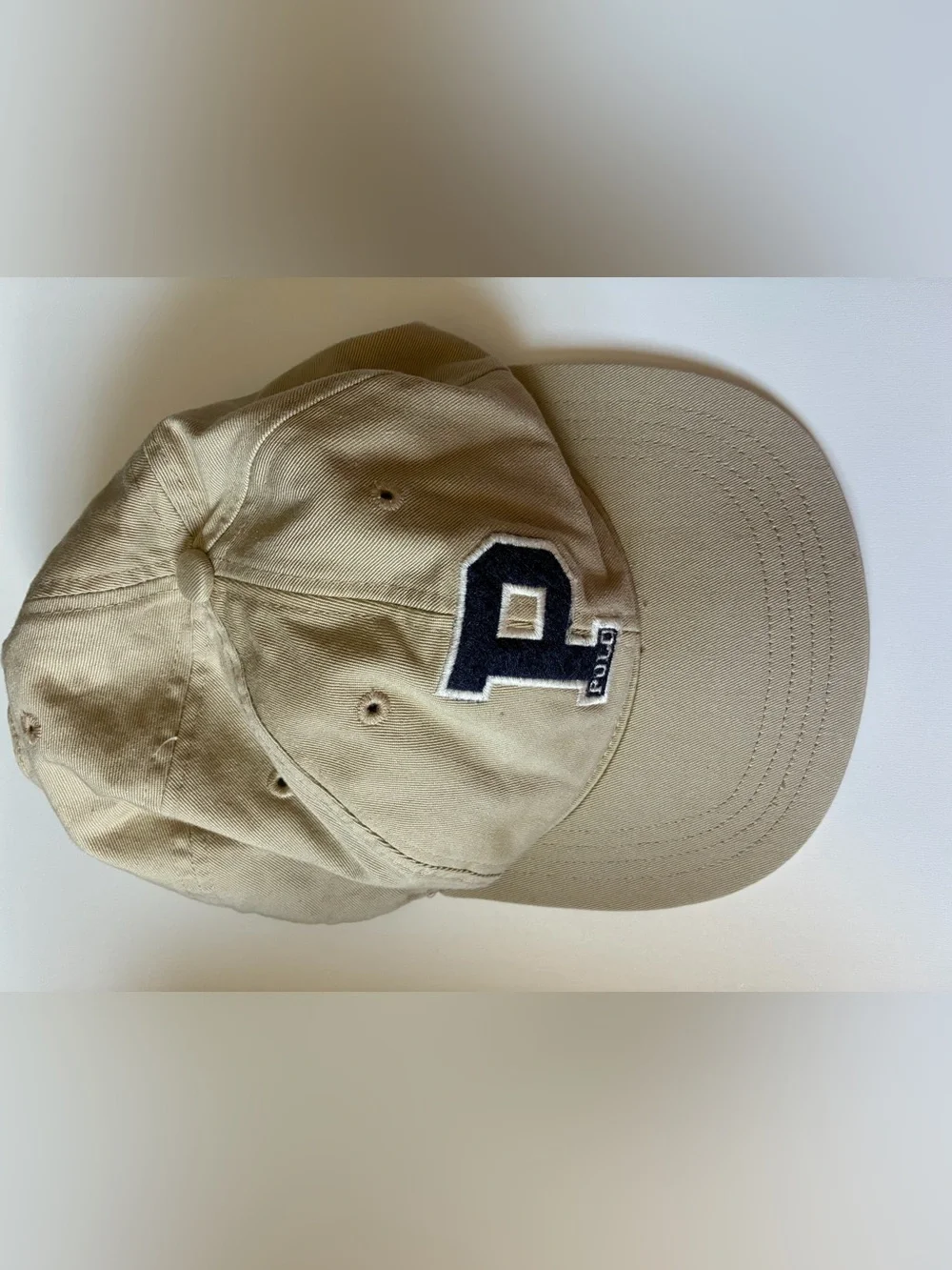 Vintage Polo Ralph Lauren Beige Big P Logo Baseball Cap - Spellout Polo